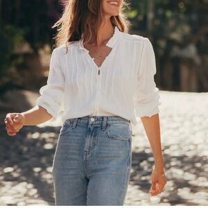 Faherty Willa Swiss Dot Ruffle Blouse